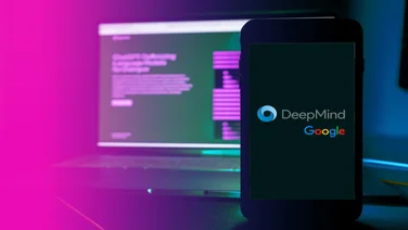 DeepMind Google logo on a smartphone