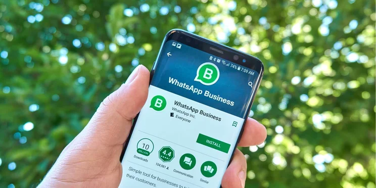whatsapp business being used on a mobile phone