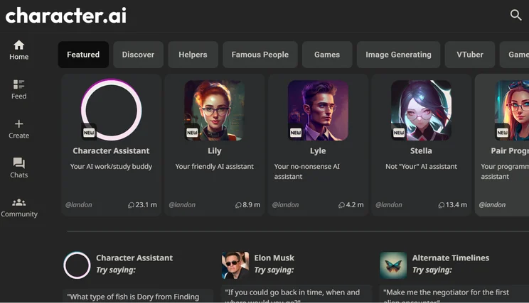 character ai interface