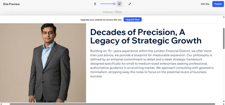 Wix's website preview