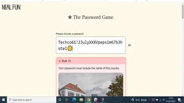 The Password Game being played on rule 14