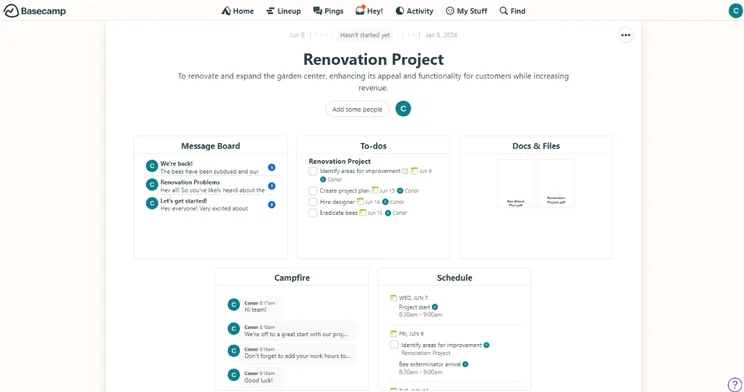 Basecamp interface