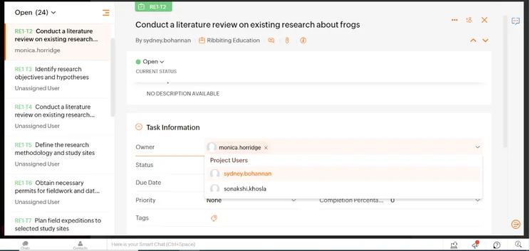 Zoho Projects: setting task dependencies