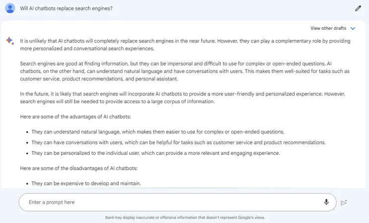 Bard PaLM 2 test: Will chatbots replace search engines?