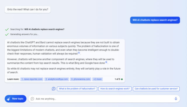 Bing chat test: will chatbots replace search engines