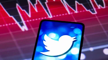 Twitter logo on phone