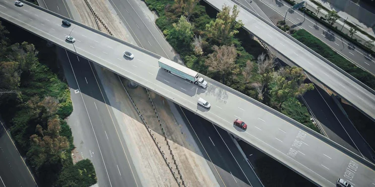 A truck route is on a highway.