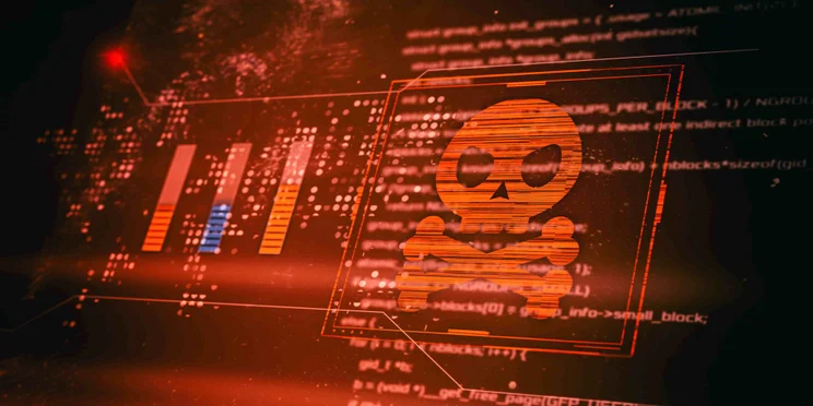 skull and crossbones on PC interface