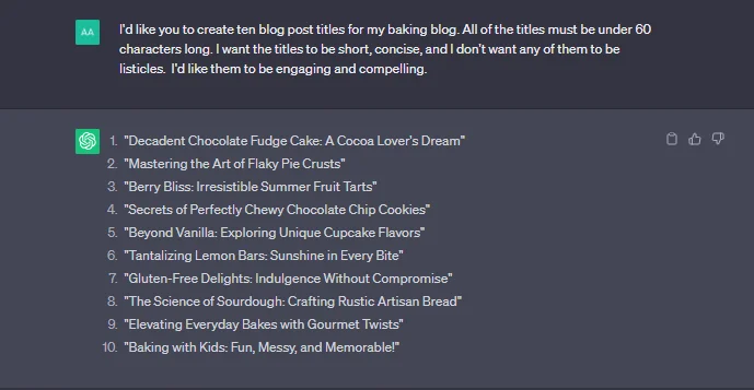 asking chatgpt for blog ideas