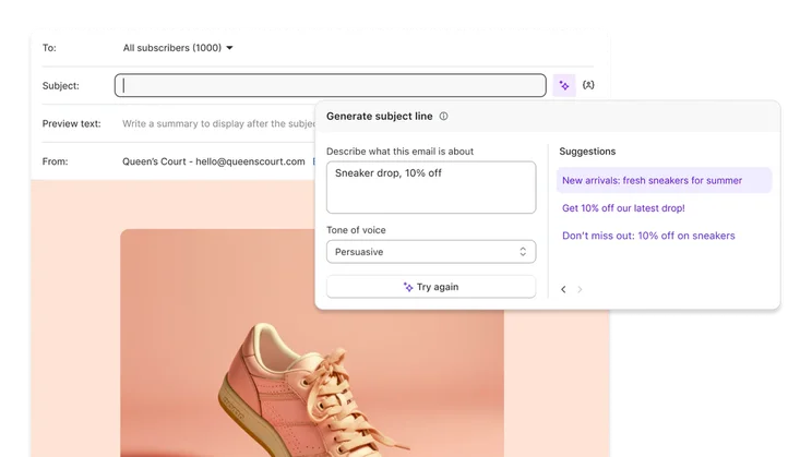 Shopify AI-generated email marketing feature