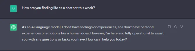 chatgpt test 3: small talk