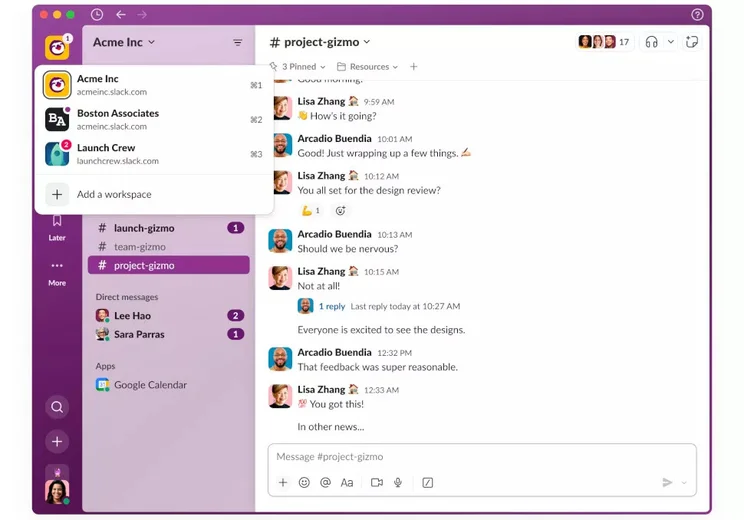 Slack workplaces