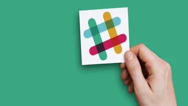 Slack hashtag against a green background