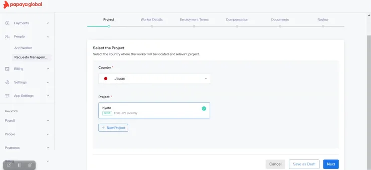 Papaya: Adding an EOR employee