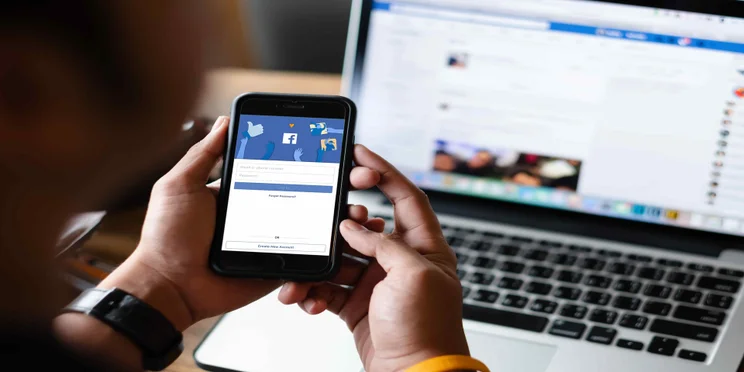 facebook on phone and on screen