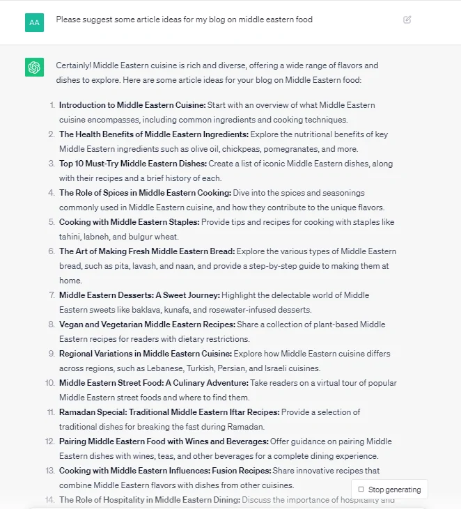 ChatGPT article ideas