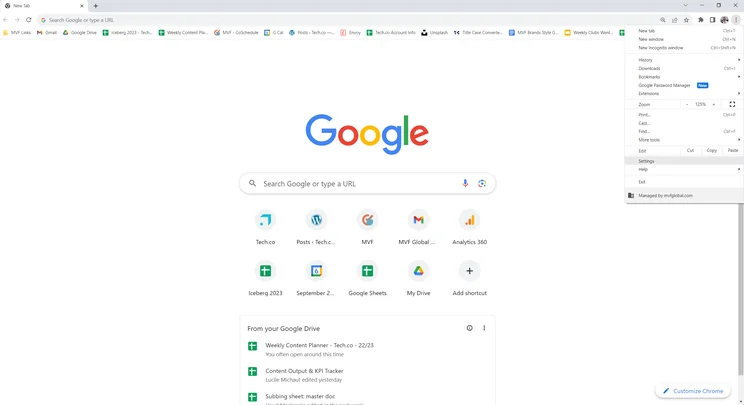 Open window in Google Chrome