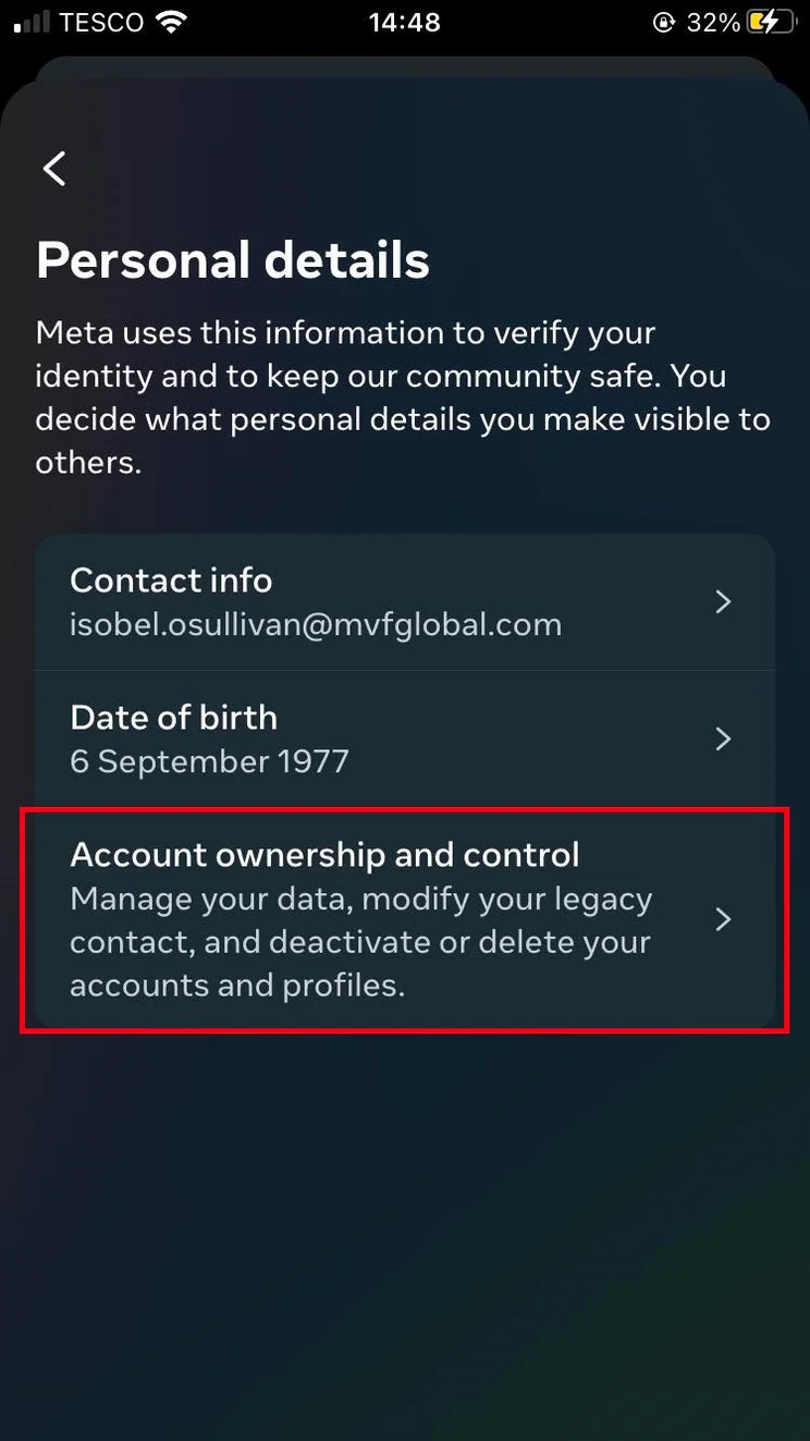 How to delete and deactivate Instagram on iOS: Step 4