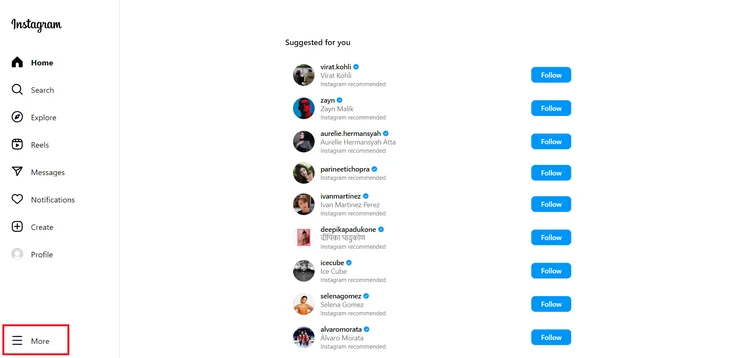 How to deactivate Instagram on desktop: Select hamburger menu