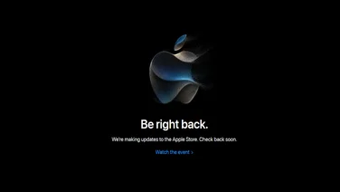 Screenshot of Apple Store down with logo and "Be right back." text
