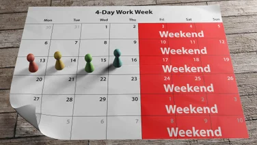 A long weekend calendar to illustrate the concept of four-day work week