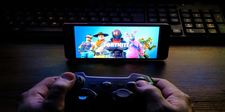 Fortnite on phone screen