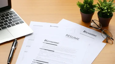 Image of resume on a desk