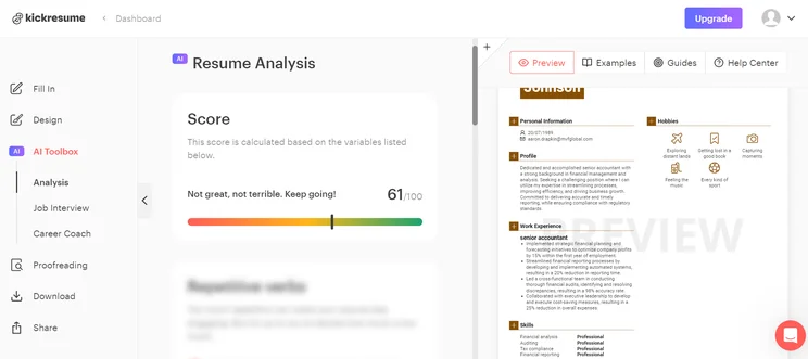 kickresume test 1
