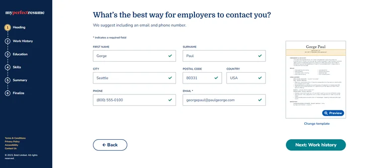 perfect resume test 2