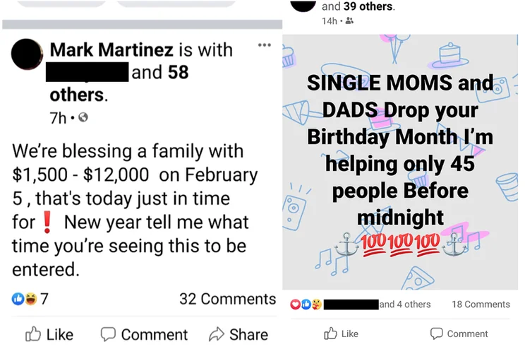 Fake giveaway scams on Facebook