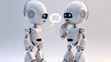 AI robot speaking image to represent ChatGPT voice features.