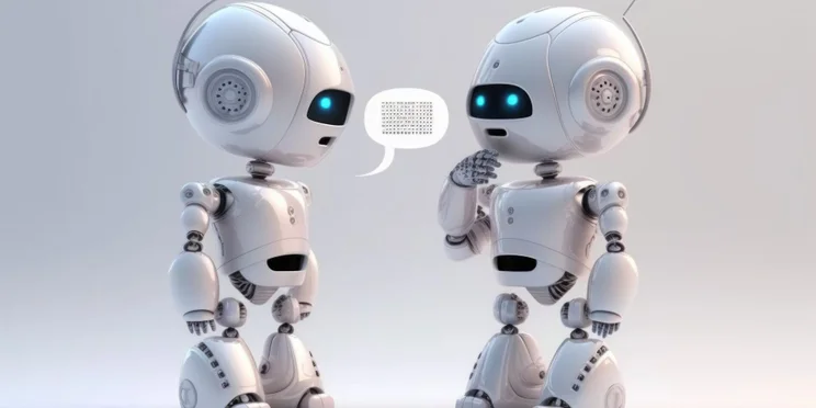 AI robot speaking image to represent ChatGPT voice features.