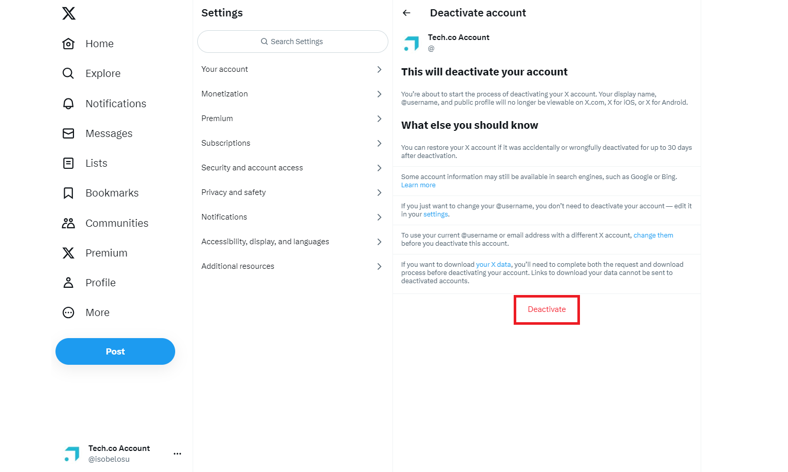 How To Deactivate or Delete Twitter / X with Screenshots