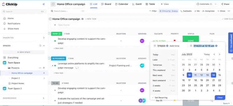 ClickUp List view