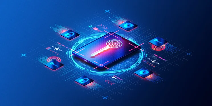 Artistic illustration of a passkey on a screen