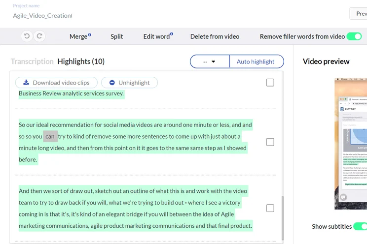 Pictory text-to-image function.