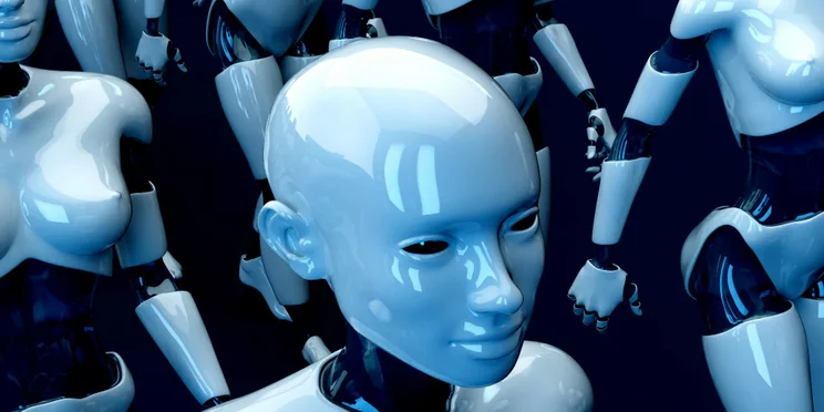 An AI robot in a factory line