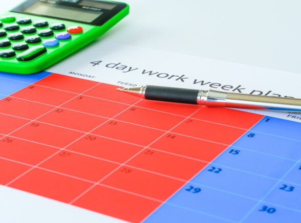 four day week planned out on a calendar