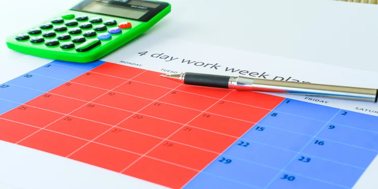 four day week planned out on a calendar
