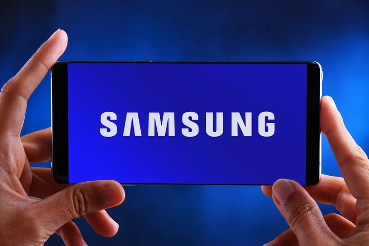Samsung logo on smartphone