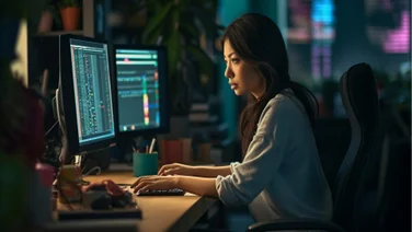 software developer working at desk