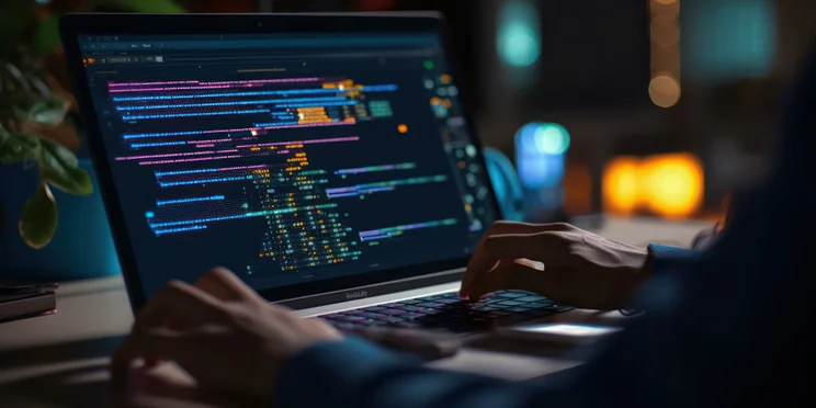 User coding a GPT on their laptop