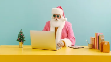 santa working at a desk