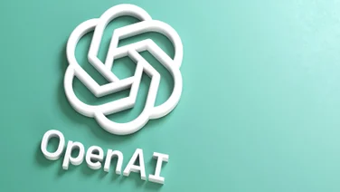 Logo of OpenAI, the ChatGPT developer, against a green background