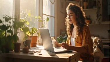 woman working from home at desk