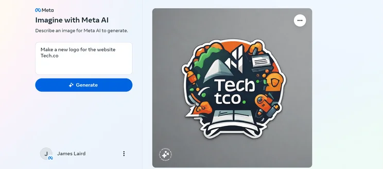 Screenshot of Imagine with Meta AI creating a Tech.co logo