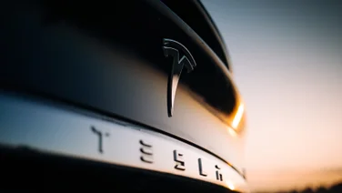 Tesla Model X logo on rear trunk
