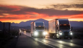 Trucks on the road