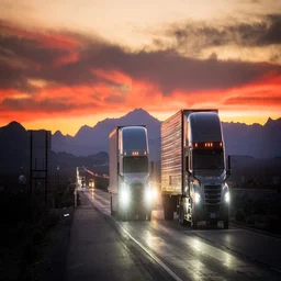 Trucks on the road