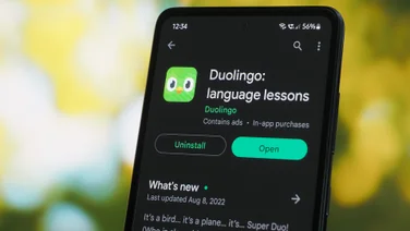 Duolingo app download screen on a smartphone
